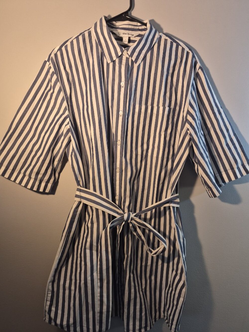 The Drop Amazon S Navy Stripe Shirt Dress Belted Cotton Button Front Summer